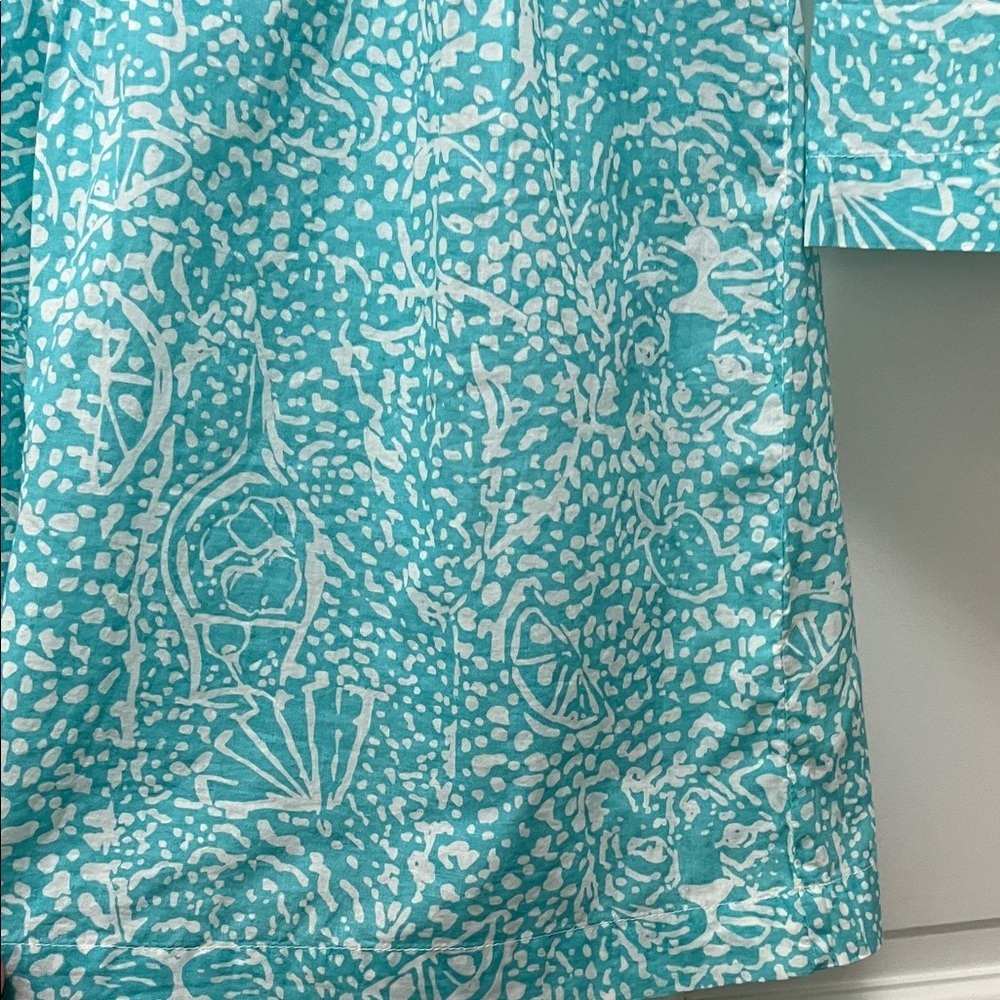 Lilly Pulitzer Sarasota Beaded Turquoise and White Patterned Tunic Top - Sz S - Picture 10 of 16